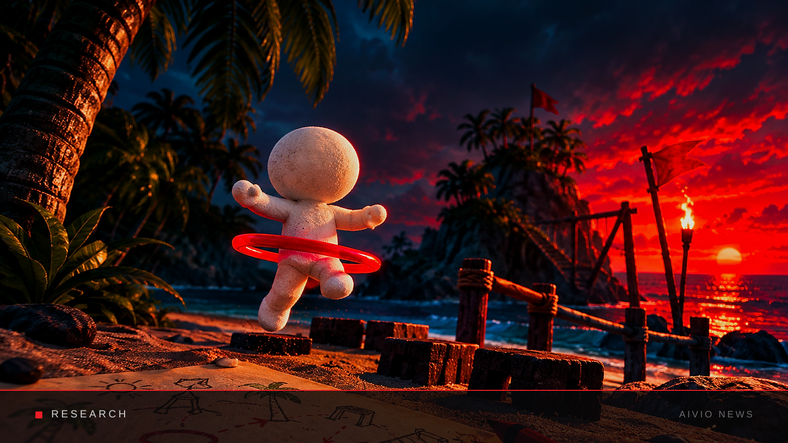 AIVIO News cover illustration for: AI agents left alone on a virtual island started inventing games