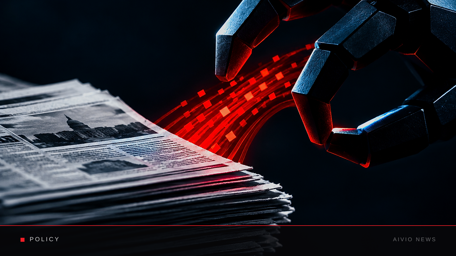 AIVIO News cover illustration for: Meta grants itself rights to scrape news publishers for AI training data