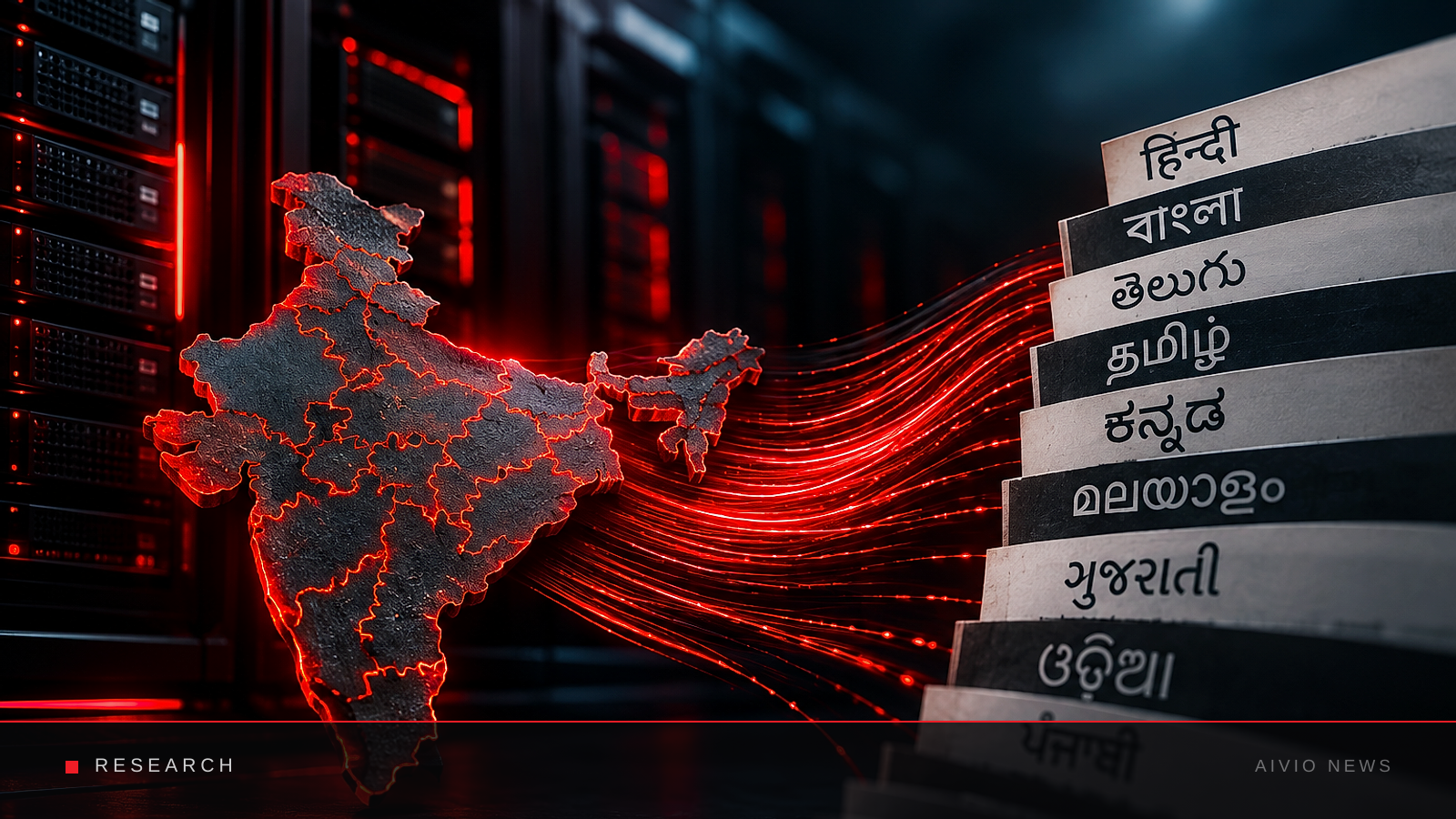 AIVIO News cover illustration for: NVIDIA and AI4Bharat announce 2.8 trillion-token pretraining dataset for Indic languages